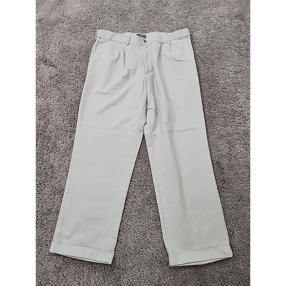 Dockers Pants Mens 38x32 Gray Pleated Relaxed Fit Classic Business Casual